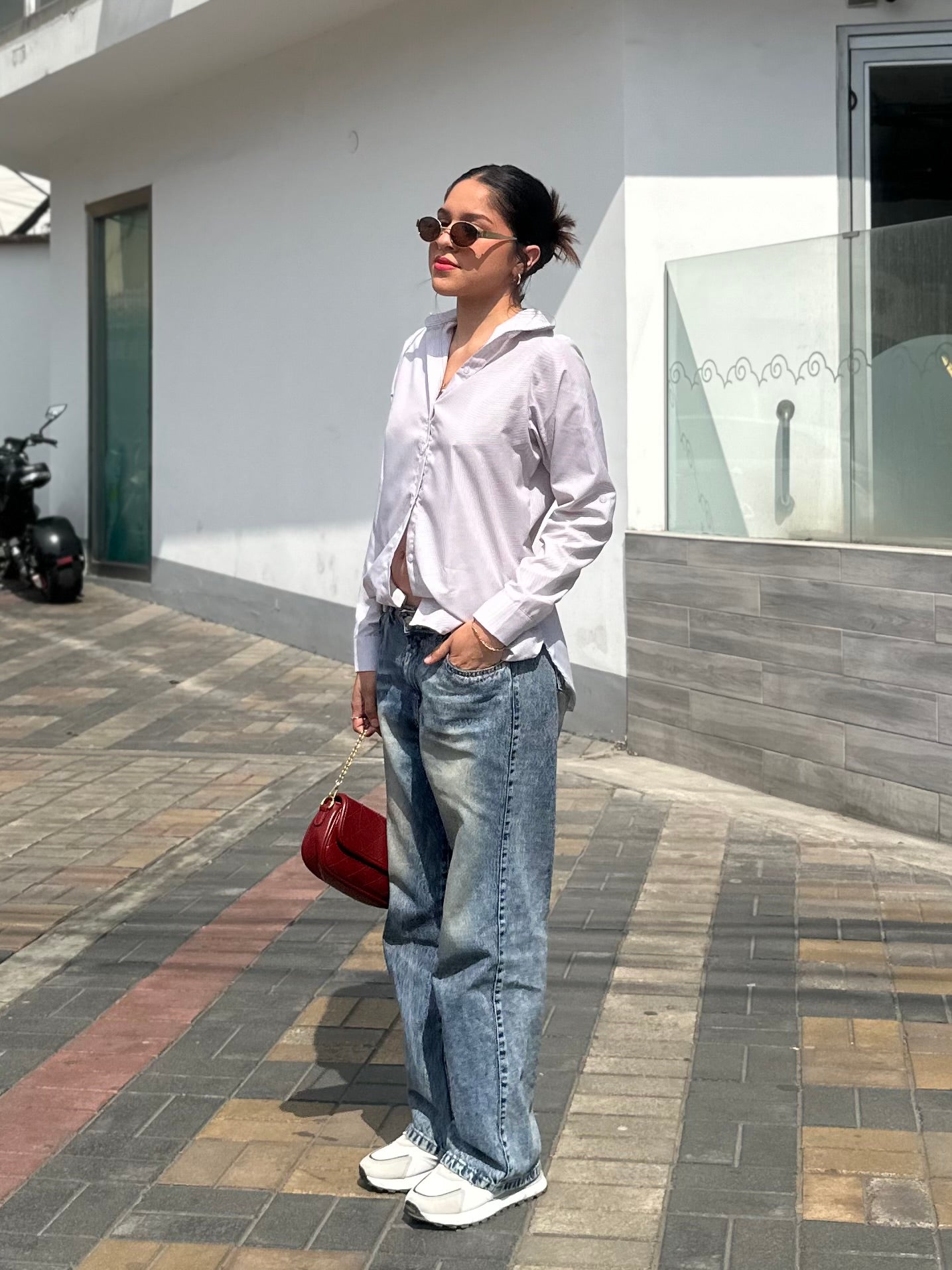 Camisa Rayas Popelina Beige