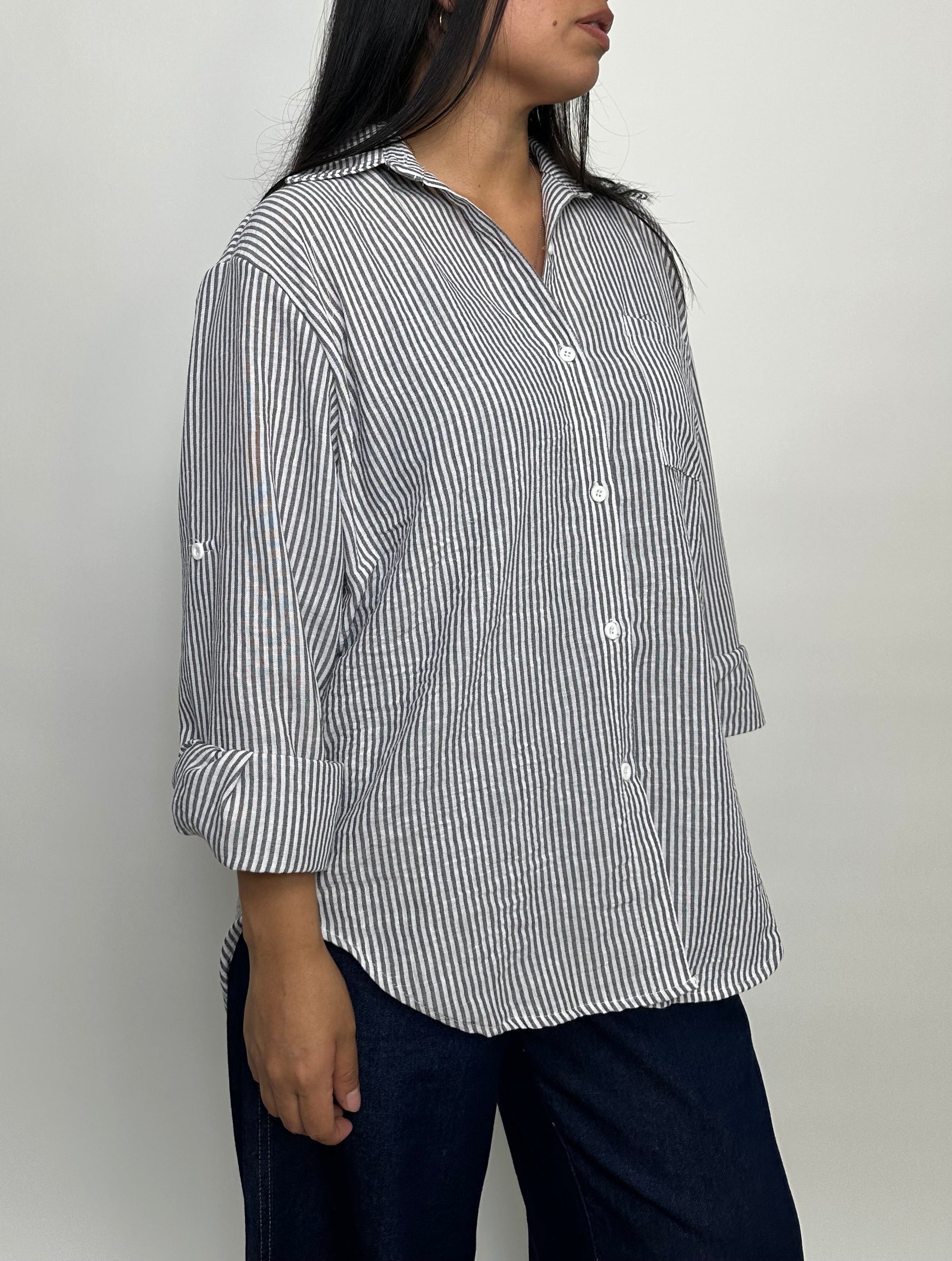Camisa Clásica - Plomo Rayas
