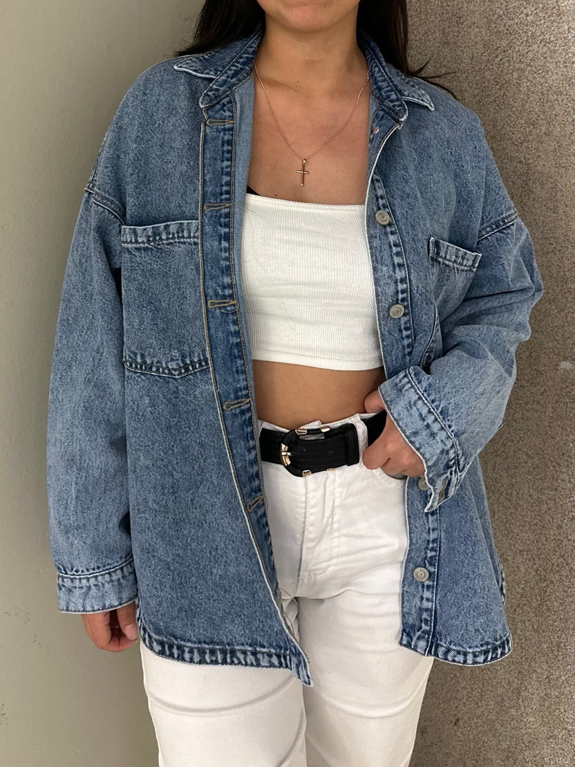 Sobrecamisa Jean Oversize Celeste