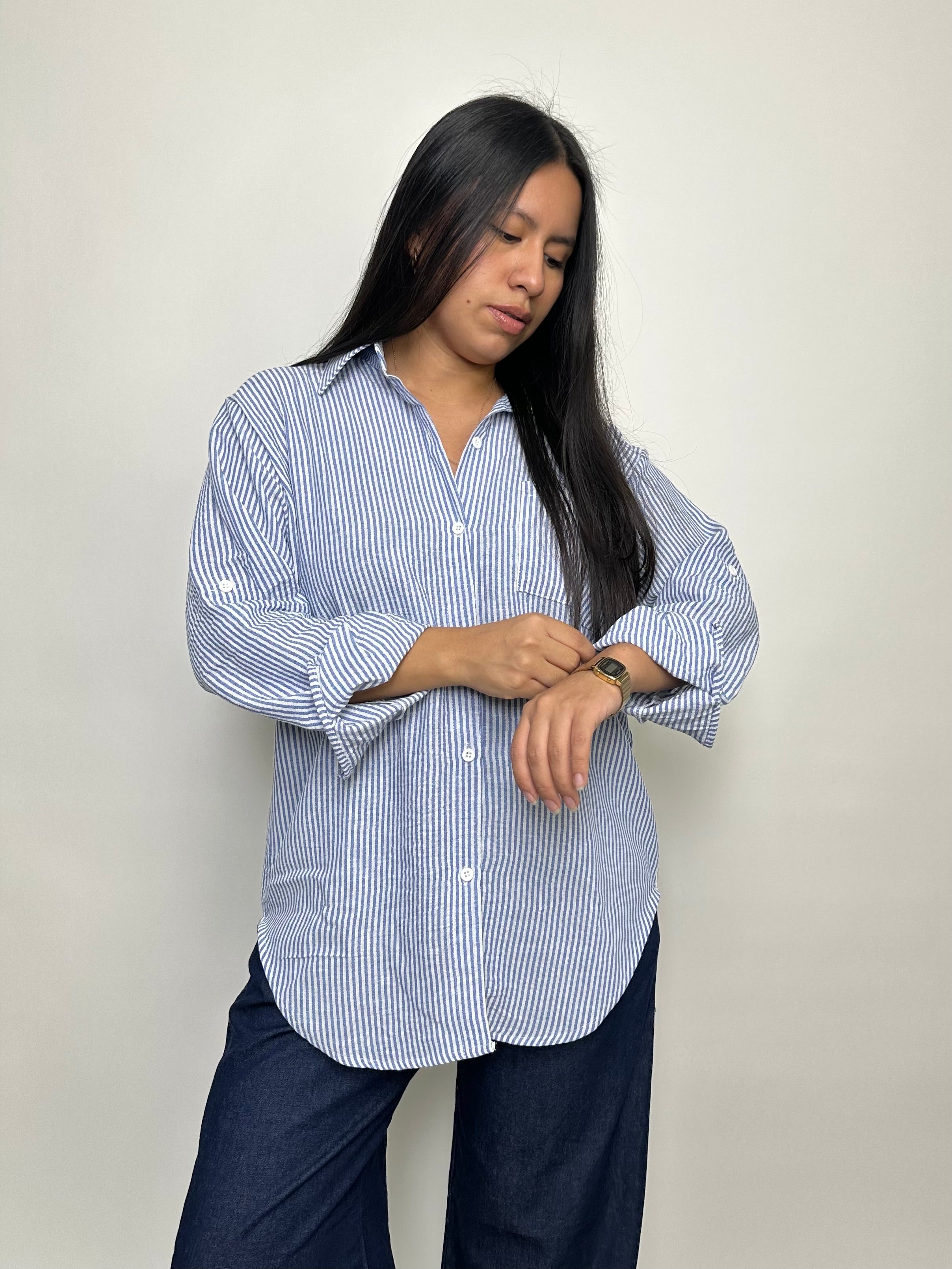 Camisa Clásica - Azul Rayas