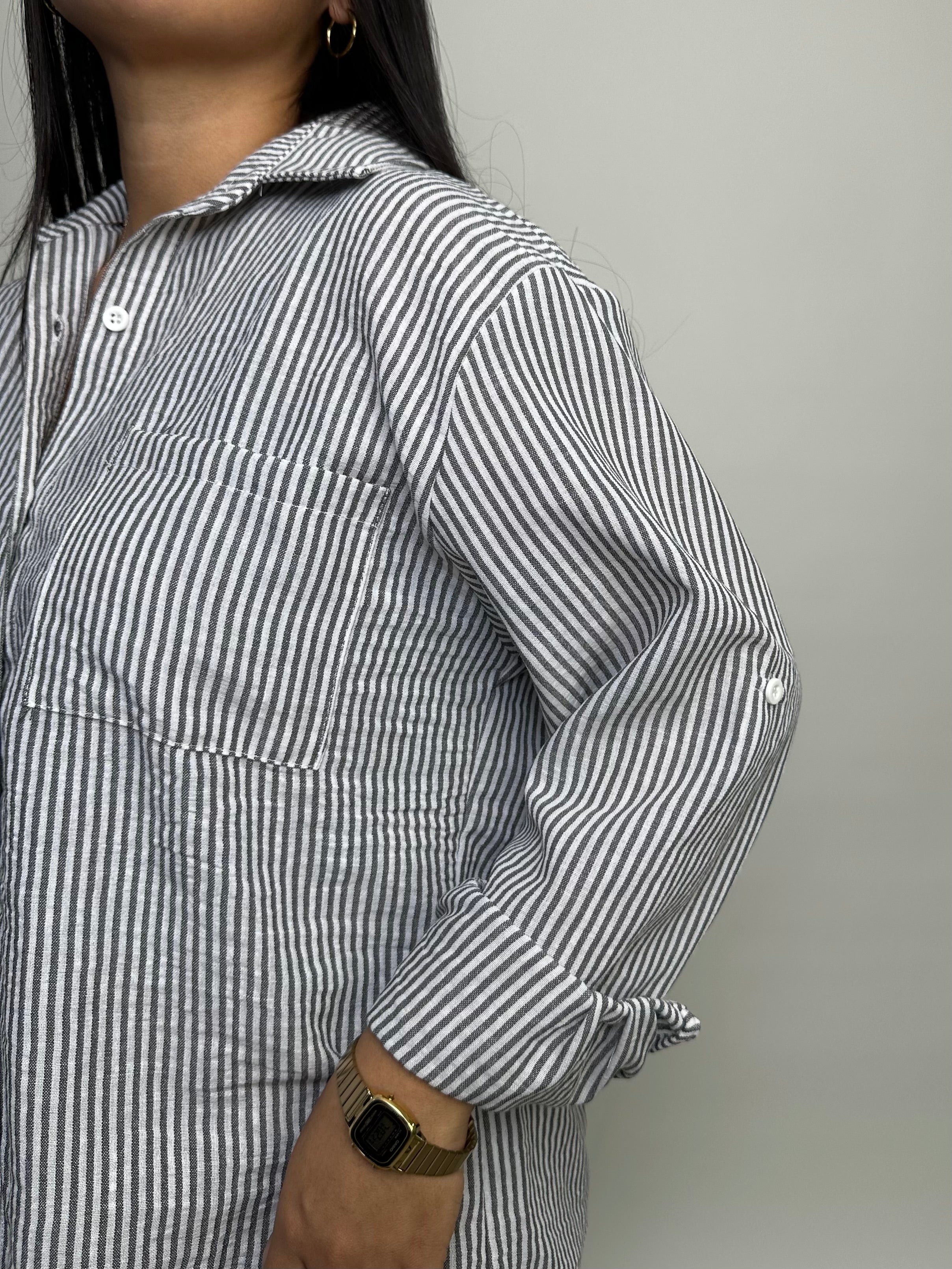 Camisa Clásica - Plomo Rayas