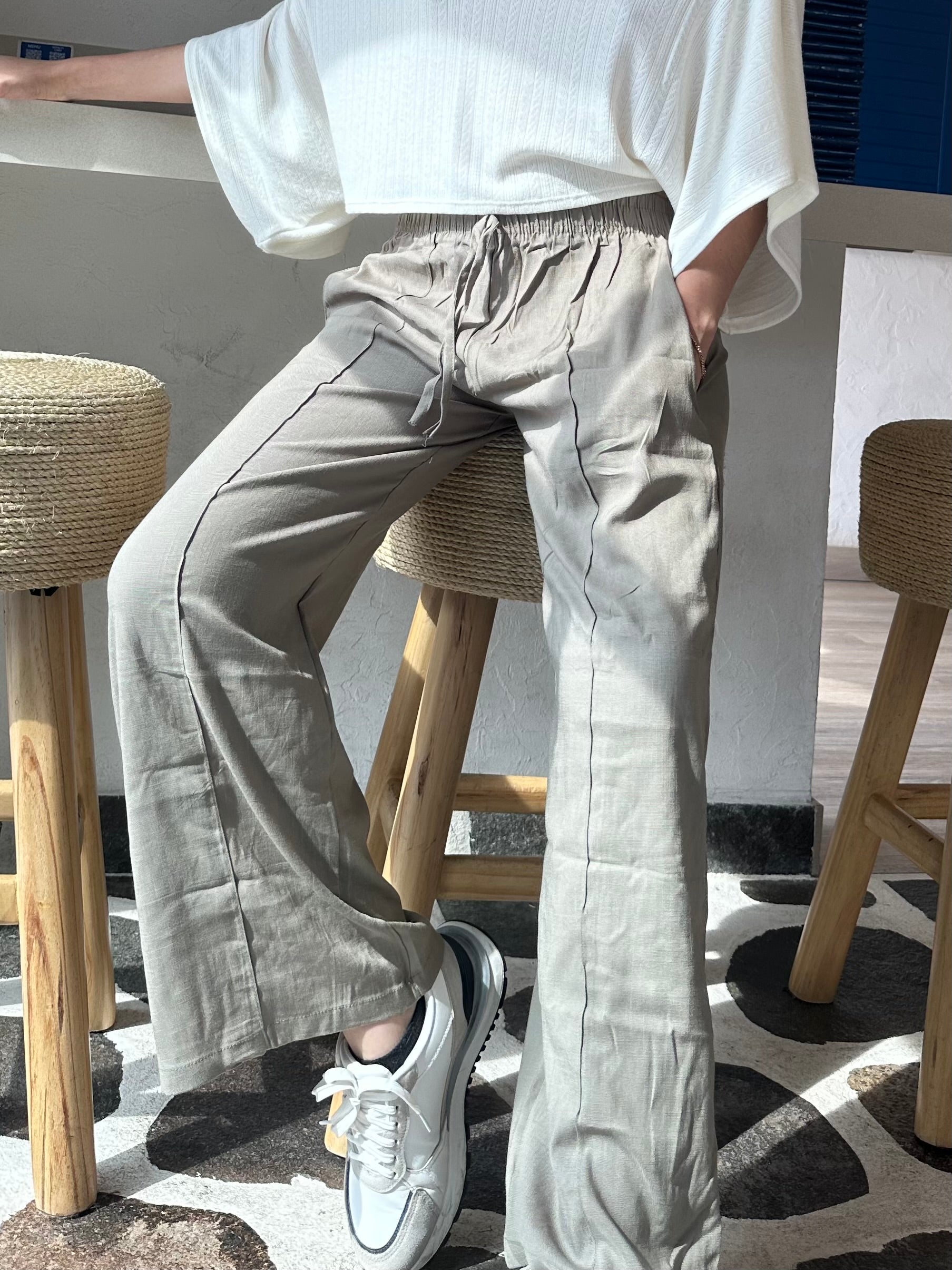 Pantalón lino verde