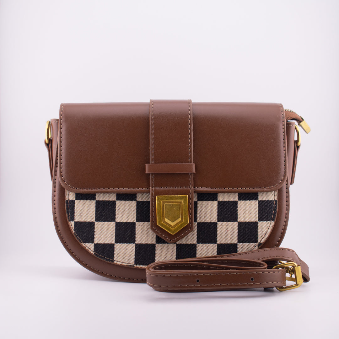 Cartera cuadros Marrón