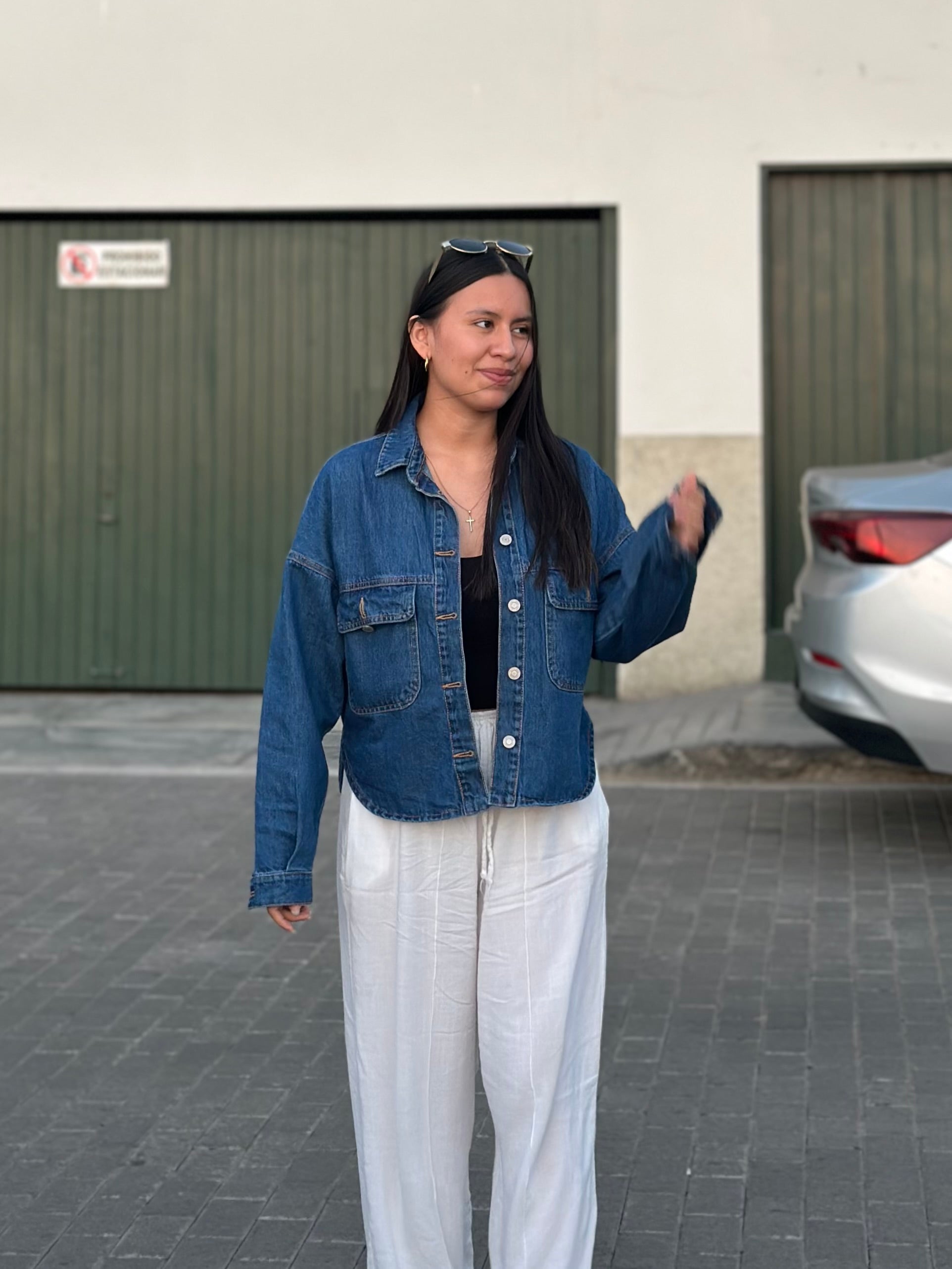 Sobrecamisa Denim Crop Azul