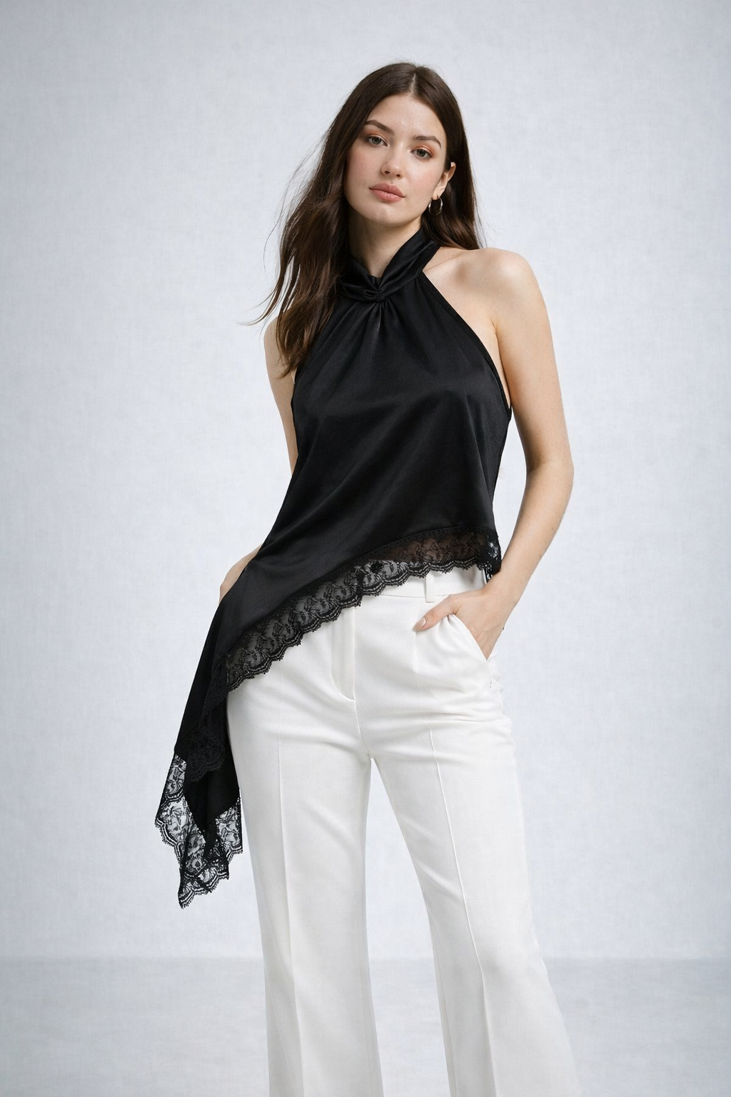 Blusa encaje asimetrica