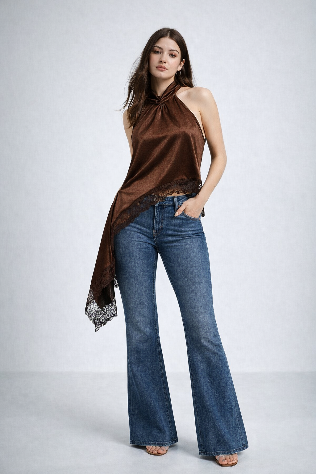 Blusa encaje asimetrica