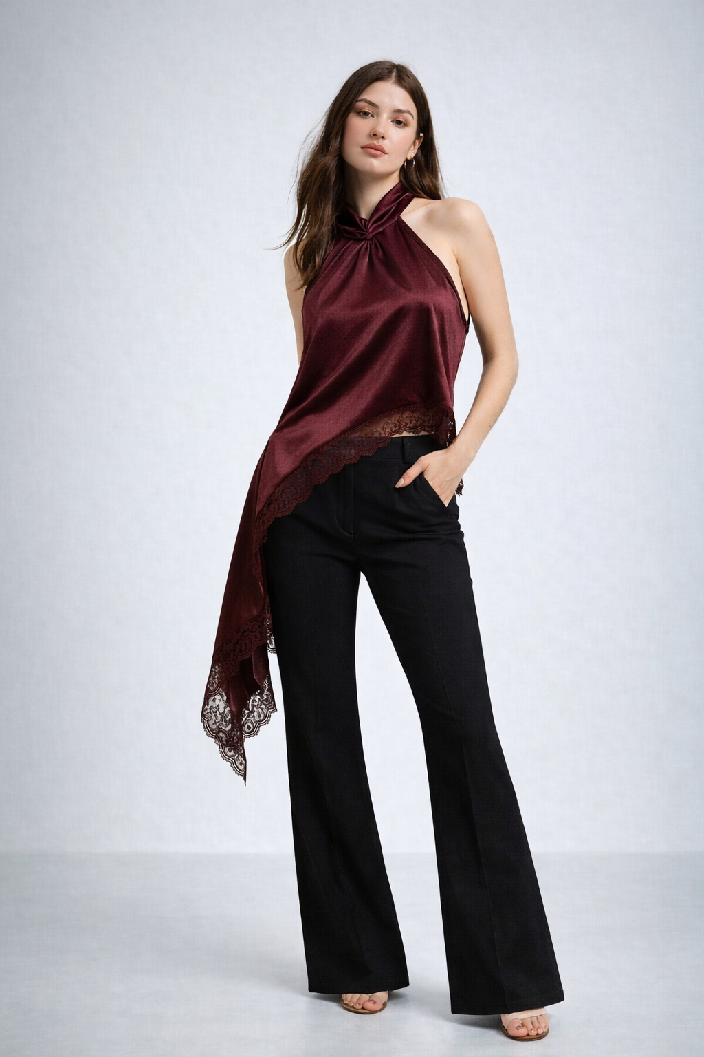 Blusa encaje asimetrica